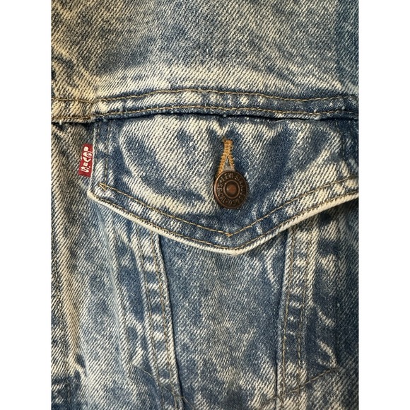 VTG 80s Levis Trucker Denim Jacket Mens Medium USA 70507-0219 Acid Wash Wash - Picture 2 of 8